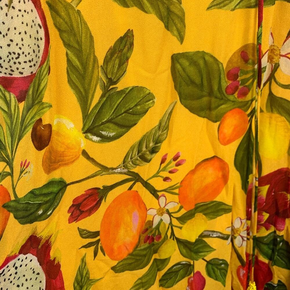 Farm Rio size small fruit lovers Yellow Floral Maxi Dress dragon fruit tropical - Picture 7 of 16